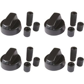 4-Pack Black Generic Design Control Knob With 12 Adapters