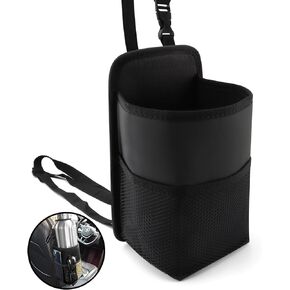 Car Seat Side Large Car Cup Holder Expander Adapter Bag, Auto Seat Storage Hanging Bag, Drink, Stuff Holder with Mesh Pocket for Cars, Water Bottle Bags Road Trip Essentials Car Accessories