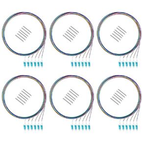 6 Strand Multi-Mode LC OM3 Fiber Optic Cable Pigtails for Fusion Splicer Splicing. Includes 6 Fiber Optic Fusion Splice Protective Shrink Sleeves φ2.5-60 mm Long (LC MM OM3)