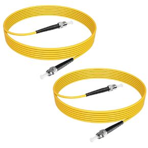 YACSEJAO 2M ST to ST Fiber Patch Cable Single Mode Fiber Straight Tip Connector Simplex 9/125 Single-Mode Fiber Optic ST/ST Optical Connection Cable, 2 Pack