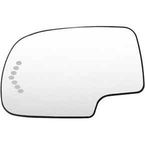 Driver Side Heated Mirror Glass Replacement for 2003-2007 Cadillac Escalade, Chevrolet Avalanche, Silverado, Suburban, Tahoe, GMC Sierra, Yukon - Exterior Side View Convex Mirror with Turn Signal