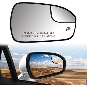 Driver Left Side Mirror Power Heated Mirror Glass Compatible With 2013-2020 Ford Fusion Replace# DS7Z17K707F
