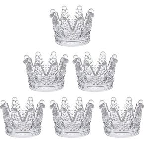 1PCS Crown Votive Candle Holder,Crown Tea Light Candlestick Ornament,Mini Crown,Tealight Candle Holder,Jewelry Ring Holder,for Weddings Party Home Decor Set (Clear, 1PCS)