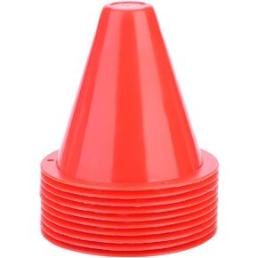 VGEBY 10Pcs Soccer Training Cones, Plastic Football Barriers Marker Holder Traffic Safety Sports Equipment (Red) Mini Orange Cone Cones