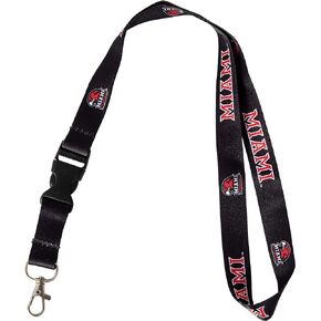Desert Cactus Miami University Ohio Lanyard Redhawks Car Keys ID Badge Holder Keychain Detachable Breakaway Snap Buckle (Black)