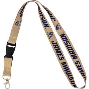 James Madison University JMU Dukes Car Keys ID Badge Holder Lanyard Keychain Detachable Breakaway Snap Buckle (Gold)