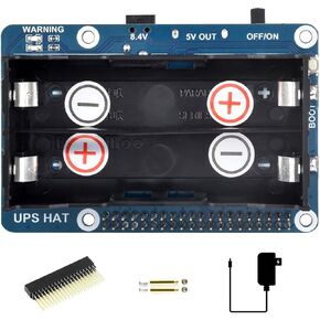 Waveshare UPS HAT for Raspberry Pi 5/4B, 5V Uninterruptible Power Supply Charge and Power Output at The Same Time