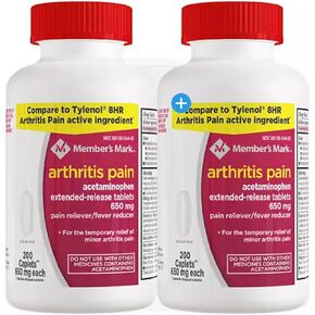 Compare to Tylenol Arthritis Pain active ingredient. - Member's Mark - Arthritis Pain Reliever, Extended Release, Acetaminophen 650 mg, 400 CapletsQ