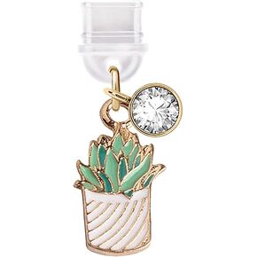 ELISE & FONDA TP256 Type-C USB Charging Port Anti Dust Plug Tiny Potted Cactus Cell Phone Charm for Samsung/Huawei/OnePlus/Xiaomi/oppo Android Phones (White)