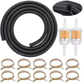5/16 Inch ID Fuel Line Set, 6 Feet 5/16" ID Fuel Line + 2 Gas Inline Fuel Filters with Magnet +10 Fuel Hose Clamps For ATV UTV Motorcy, Lawn Mowers, Marine Boat Outboard (Type1,Hose ID 8mm))