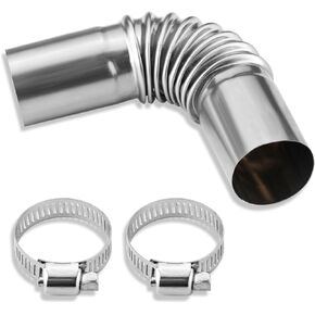 Diesel Heater Exhaust Pipe, Stainless Steel 24mm Parking Air Heater Exhaust Pipe Tube Elbow Connector Coupler with 2 Clamps for Webasto Eberspacher Diesel Boat Heater 13cm Exhaust Pipes and Tips