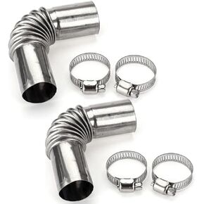 2Pcs Silver Stainless Steel Air Diesel Parking Heater Exhaust Pipe Tube Elbow Connector for Webasto Eberspacher Diesel Boat Heater 13cm Exhaust Pipes and Tips Emissions Replacement Parts(24mm)