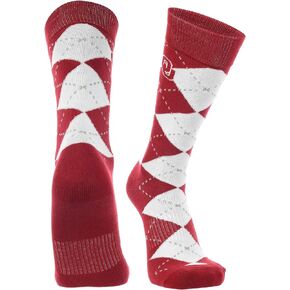 TCK OU Oklahoma Sooners Argyle Dress Socks NCAA Fanwear Crew Length