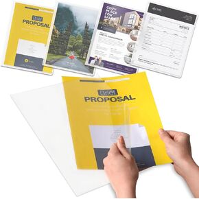 Clear Plastic File Folders for Document, Resume, Presentation, Project, or Portfolio Filing, Large Thick Heavy-Duty PET Sleeves for U.S. Letter Size Papers, 5-Pack