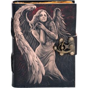 Angel with Tears Leather Journal, 200 Pages of Antique Handmade Deckle Edge Vintage Paper, Leather Sketchbook, Drawing Book, Office Diary for men and women. (6x8)