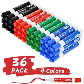Dry Erase Markers, Chisel Tip Whiteboard Markers, Low Odor Thick Dry Markers, 36 Bulk 4 Assorted Color for Kids/Teachers