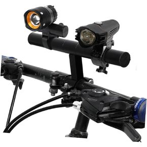 1pc Flashlight Mount Extension Bracket Handlebar Extension Mount Double Handlebar Extension Mount Handlebar Extension for Bike Double Clip Extender Black Lengthen Accessories