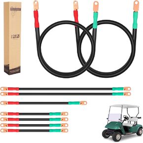 Golf Cart Battery Cables Wiring Kit for EZGO TXT & Medalist 1994-up 36 & 48 Volt, 4 Gauge 7 PCS Golf Cart Battery Cable Set