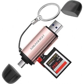 SD Card Reader, USB-C and USB 3.0 Micro SD Card Adapter, Dual Connector Memory Card Reader for SDXC, SDHC, SD, MMC, RS-MMC, Micro SDXC, Micro SD, Micro SDHC Card