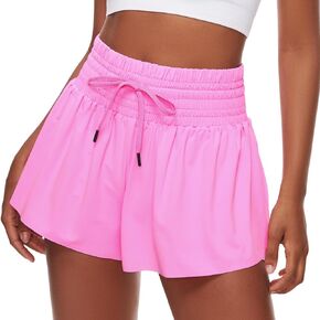 Women Flowy Athletic Shorts,2 in 1 High Waisted Running Shorts with Pocket Yoga Workout Casual Wear Summer