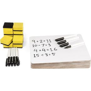 Blue Summit Supplies 12 Pack Dry Erase Lapboard Classroom Set, Includes 12 Whiteboards 9 x 12 Inch, 12 Markers, 12 Erasers, Ideal for Teachers, Students, Sunday School, and Group Projects