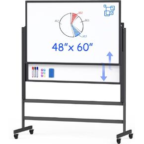 Dry Erase Whiteboard Height Adjustable, 72x60 inches Large Standing Easel White Board on Wheels, Mobile Magnetic Rolling White Board for Office Home Classroom, School Supplies for Teaching
