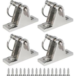 DNB Bimini Top Deck Hinge - Stainless Steel 316 - with Ring and Removable Pin - Installation Screws Included