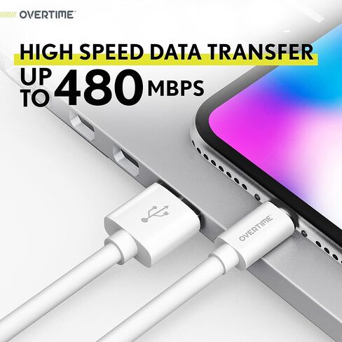 كابل شاحن iPhone، كابل شحن محمول وذكي مع سرعة عالية، كابل شحن فائق السرعة، معتمد من MFI، كابل شحن USB بطول 6 أقدام in Saudi Arabia