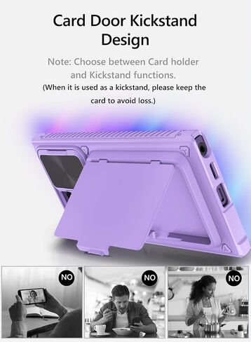 Vihibii Case with Card Holder (4 Cards) & Sliding Camera Cover & Kickstand, Shockproof Rugged Hard Back & TPU Edge Wallet Case for Samsung Galaxy S23 Ultra 5G 6.8" 2023 , Black in Saudi Arabia