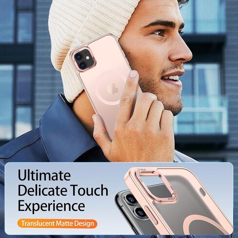 حافظة LUHOURI مغناطيسية لهاتف iPhone 11 مع واقي شاشة، [متوافقة مع Magsafe] [حماية من السقوط من الدرجة العسكرية] غطاء غير لامع شفاف مقاوم للصدمات لهاتف iPhone 11 6.1 بوصة - أسود in Saudi Arabia