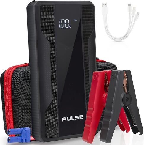 Portable Car Battery Jump Starter 1000A, 12V Battery Pack, Jumper Cables for Up to 5.0L Gas Engine, Portable Battery Pack, USB Quick Charge, Large LED Screen, and Multifunction LED Flashlight in Saudi Arabia