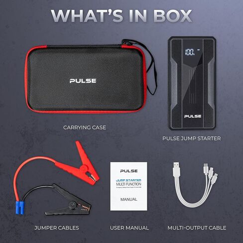 Portable Car Battery Jump Starter 1000A, 12V Battery Pack, Jumper Cables for Up to 5.0L Gas Engine, Portable Battery Pack, USB Quick Charge, Large LED Screen, and Multifunction LED Flashlight in Saudi Arabia