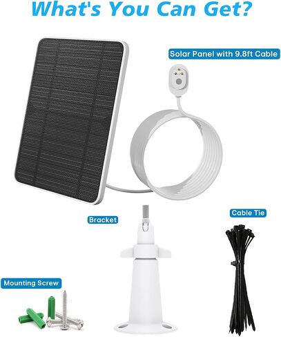 شاحن لوحة شمسية متوافق مع كاميرا Arlo Ultra/Ultra 2/Pro 3/Pro 4/Pro 3 Floodlight Security، ألواح شمسية 5 فولت 4 وات تشحن IP65 مقاومة للطقس مع كابل شحن بطول 9.8 قدم قابل للتعديل على الحائط، عبوتان in Kuwait