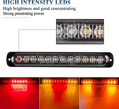 12-LED White Emergency Strobe Light Bar, 18 Flashing Modes Ultra Thin Surface Mount Flashing Grille Light Beacon Hazard Warning Lights for Car Vehicle SUV Truck Pickup ATVs (2pcs) in Saudi Arabia