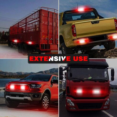 12-LED White Emergency Strobe Light Bar, 18 Flashing Modes Ultra Thin Surface Mount Flashing Grille Light Beacon Hazard Warning Lights for Car Vehicle SUV Truck Pickup ATVs (2pcs) in Saudi Arabia