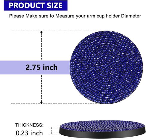 قاعدة حامل أكواب السيارة من Ouzorp، قطعتان من حامل الأكواب العالمي المضاد للانزلاق، ملحقات داخلية للسيارة من حجر الراين الكريستالي اللامع للنساء (أسود)... in Kuwait
