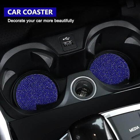 قاعدة حامل أكواب السيارة من Ouzorp، قطعتان من حامل الأكواب العالمي المضاد للانزلاق، ملحقات داخلية للسيارة من حجر الراين الكريستالي اللامع للنساء (أسود)... in Kuwait