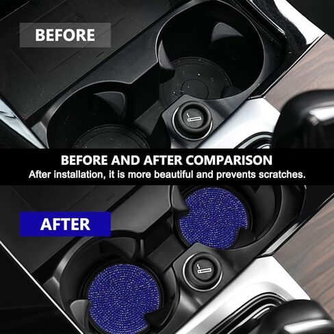 قاعدة حامل أكواب السيارة من Ouzorp، قطعتان من حامل الأكواب العالمي المضاد للانزلاق، ملحقات داخلية للسيارة من حجر الراين الكريستالي اللامع للنساء (أسود)... in Kuwait