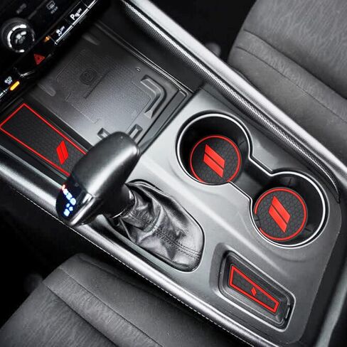 Auovo Anti-dust Mats Compatible with Durango Accessories 2021 2022 2023 Auto Car Cup Holder Insert Coasters Center Console Custom Fit Silicone Cup Liners Pads (5pcs/Set, Red) in Kuwait