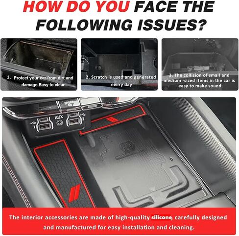 Auovo Anti-dust Mats Compatible with Durango Accessories 2021 2022 2023 Auto Car Cup Holder Insert Coasters Center Console Custom Fit Silicone Cup Liners Pads (5pcs/Set, Red) in Kuwait
