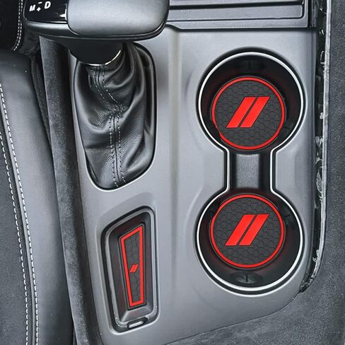 Auovo Anti-dust Mats Compatible with Durango Accessories 2021 2022 2023 Auto Car Cup Holder Insert Coasters Center Console Custom Fit Silicone Cup Liners Pads (5pcs/Set, Red) in Kuwait