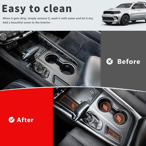 Auovo Anti-dust Mats Compatible with Durango Accessories 2021 2022 2023 Auto Car Cup Holder Insert Coasters Center Console Custom Fit Silicone Cup Liners Pads (5pcs/Set, Red) in Saudi Arabia