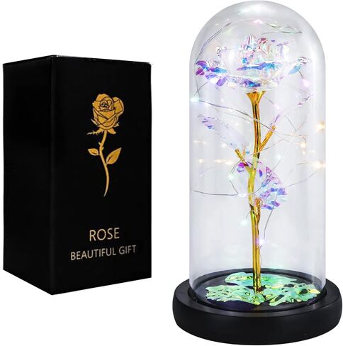 FGSS Eternal-Rose-Flowers-Gift Galaxy-Glass Rose-Flower-Light-Gifts for Mom-Grandma-Wife-Girlfriend, Women Gifts for Valentines, Anniversary, Birthday in Saudi Arabia