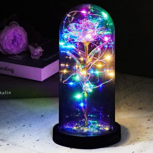 FGSS Eternal-Rose-Flowers-Gift Galaxy-Glass Rose-Flower-Light-Gifts for Mom-Grandma-Wife-Girlfriend, Women Gifts for Valentines, Anniversary, Birthday in Saudi Arabia