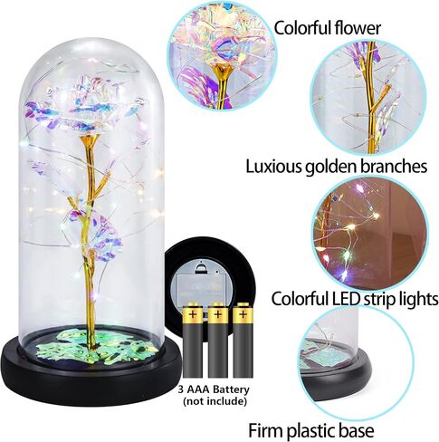 FGSS Eternal-Rose-Flowers-Gift Galaxy-Glass Rose-Flower-Light-Gifts for Mom-Grandma-Wife-Girlfriend, Women Gifts for Valentines, Anniversary, Birthday in Saudi Arabia