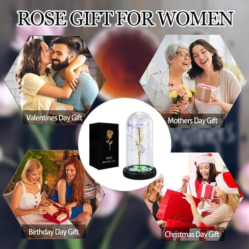 FGSS Eternal-Rose-Flowers-Gift Galaxy-Glass Rose-Flower-Light-Gifts for Mom-Grandma-Wife-Girlfriend, Women Gifts for Valentines, Anniversary, Birthday in Saudi Arabia