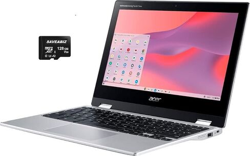 جهاز كمبيوتر محمول Acer Chromebook Spin 311 قابل للتحويل 2 في 1، شاشة لمس IPS مقاس 11.6 بوصة، معالج MediaTek MT8183C ثماني النواة، ذاكرة الوصول العشوائي 4 جيجابايت، 192 جيجابايت eMMC، كاميرا ويب، بيتاري 10 ساعات، نظام تشغيل Chrome، فضي نقي، مع بطاقة SD سع in Saudi Arabia