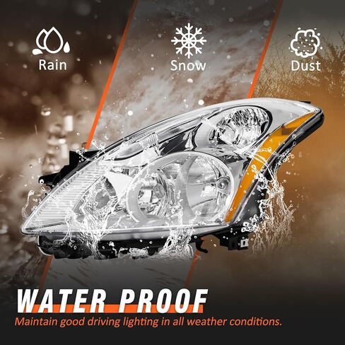 Compatible with 2010 2011 2012/10 11 12 Nissan Altima 4Door Sedan Headlights Headlight Assembly Chrome Housing Amber Reflector Replacement Left And Right in Kuwait