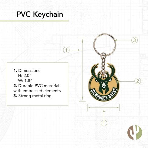 Desert Cactus Milwaukee Bucks Keychain NBA National Basketball Association Car Keys Holder (PVC) in Saudi Arabia