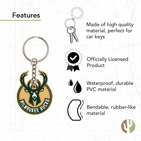 Desert Cactus Milwaukee Bucks Keychain NBA National Basketball Association Car Keys Holder (PVC) in Saudi Arabia